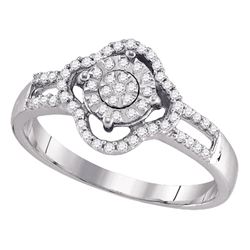 Womens Round Diamond Cluster Ring 1/4 Cttw 10kt White Gold - REF-14M9H
