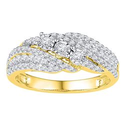 Womens Round Diamond 3-stone Ring 1/2 Cttw 10kt Yellow Gold - REF-30H5R