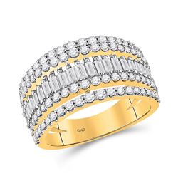 Womens Baguette Diamond Modern Cocktail Band Ring 1 Cttw 14kt Yellow Gold - REF-87W5K
