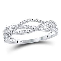 Womens Round Diamond Woven Strand Band Ring 1/4 Cttw 10kt White Gold - REF-21N5F