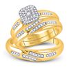 Image 1 : His Hers Round Diamond Solitaire Matching Wedding Set 1/3 Cttw 10kt Yellow Gold - REF-35M5H