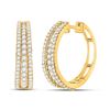 Image 1 : Womens Round Diamond Fashion Tapered Hoop Earrings 1 Cttw 14kt Yellow Gold - REF-76W5K