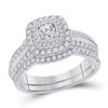 Image 1 : Round Diamond Bridal Wedding Ring Band Set 1 Cttw 14kt White Gold - REF-104X9A