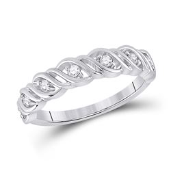 Womens Round Diamond Band Ring 1/5 Cttw 14kt White Gold - REF-26M9H