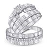 Image 1 : His Hers Round Diamond Cluster Matching Wedding Set 5/8 Cttw 10kt White Gold - REF-39H9R