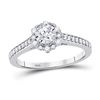 Image 1 : Round Diamond Solitaire Bridal Wedding Engagement Ring 1/2 Cttw 14kt White Gold - REF-47X9A