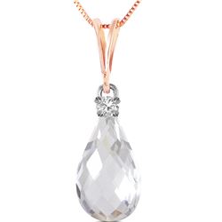 Genuine 2.3 ctw White Topaz & Diamond Necklace 14KT Rose Gold - REF-22M8T
