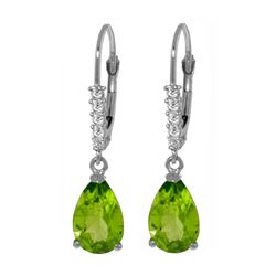 Genuine 3.15 ctw Peridot & Diamond Earrings 14KT White Gold - REF-44F3Z