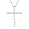 Image 1 : Womens Round Diamond Cross Pendant 1/2 Cttw 14kt White Gold - REF-30W9K