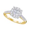 Image 1 : Princess Round Diamond Cluster Bridal Wedding Engagement Ring 3/4 Cttw 14kt Yellow Gold - REF-59A9M