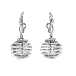 1.59 CTW Diamond Earrings 14K White Gold - REF-92N2Y