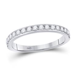 Womens Round Diamond Wedding Single Row Band 1/3 Cttw 14kt White Gold - REF-24A9M