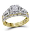 Image 1 : Princess Diamond Bridal Wedding Ring Band Set 1 Cttw 14kt Yellow Gold - REF-71F5W