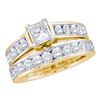Image 1 : Princess Diamond Bridal Wedding Ring Band Set 1 Cttw 14kt Yellow Gold - REF-109N5F