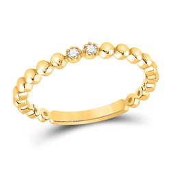 Womens Round Diamond 2-Stone Stackable Band Ring .03 Cttw 10kt Yellow Gold - REF-7K5Y