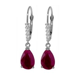 Genuine 3.15 ctw Ruby & Diamond Earrings 14KT White Gold - REF-52X3M