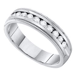Womens Round Diamond Wedding Single Row Band 1/4 Cttw 14kt White Gold - REF-36H9R