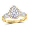 Image 1 : Round Diamond Pear Cluster Bridal Wedding Engagement Ring 3/4 Cttw 14kt Yellow Gold - REF-41F9W