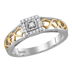 Round Diamond Solitaire Bridal Wedding Engagement Ring 1/10 Cttw 10kt Two-tone Gold - REF-12M5H