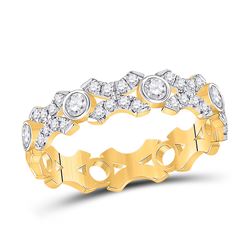 Womens Round Diamond XOXO Stackable Band Ring 1/2 Cttw 10kt Yellow Gold - REF-32W5K