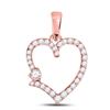 Image 1 : Womens Round Diamond Outline Heart Pendant 3/8 Cttw 10kt Rose Gold - REF-21H5R