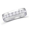 Image 1 : Mens Round Channel-set Diamond Wedding Band Ring 1/4 Cttw 14kt White Gold - REF-52M9H