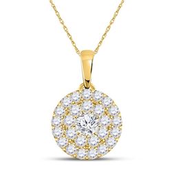 Womens Round Diamond Cluster Pendant 1/4 Cttw 10kt Yellow Gold - REF-16H9R