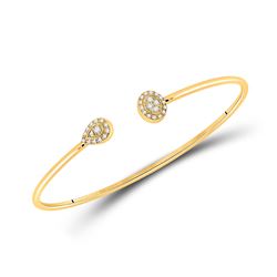 Womens Round Diamond Cluster Bangle Bracelet 1/5 Cttw 10kt Yellow Gold - REF-30M9H