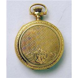 A 14K YELLOW GOLD HUNTER CASE WALTHAM L