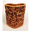 Image 2 : A CONTEMPORARY CARVED BONE BRUSH POT