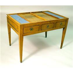 A LOUIS XVI MAHOGANY INLAID AND ORMOLU 