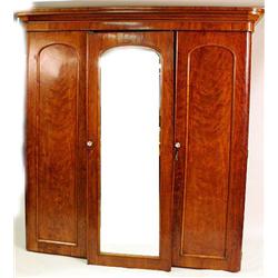 A VICTORIAN FIGURED MAHOGANY WARDROBE