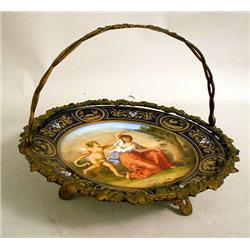 AN ENAMEL DECORATED, HAND PAINTED, PARC