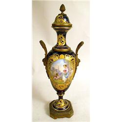 A HAND PAINTED, PARCEL GILT, AND ORMOLU