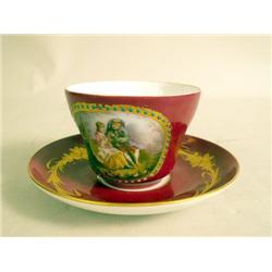 A SET OF SIX BURGUNDY GLAZED AND PARCEL