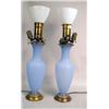 Image 1 : A PAIR OF FROSTED BLUE GLASS TABLE LAMP