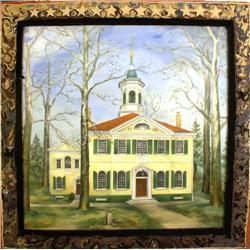 A FRAMED OIL ON CANVAS