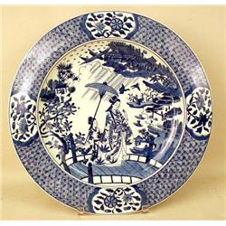 A BLUE AND WHITE "PARASOL LADIES" CHARG