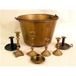 A GROUP OF SEVEN CANDLESTICKS