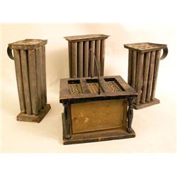 A GROUP OF THREE TOLE CANDLE MOLDS