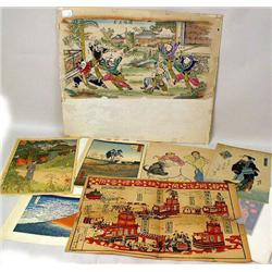 A GROUP OF SEVEN WOODBLOCK PRINTS IN PO