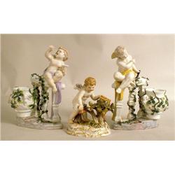 TWO GERMAN PORCELAIN CHERUB FIGURINES I