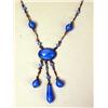 Image 2 : A BLUE CRYSTAL AND SILVER TONE FILIGREE