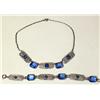 Image 3 : A BLUE CRYSTAL AND SILVER TONE FILIGREE