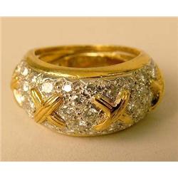 A YELLOW GOLD AND PAVE SET DIAMOND DOME