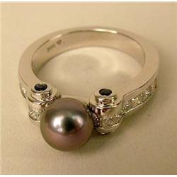 AN 18K WHITE GOLD, DIAMOND, SAPPHIRE, A