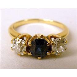 A 14K YELLOW GOLD DIAMOND AND SAPPHIRE 