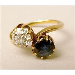 A 14K YELLOW GOLD DIAMOND AND SAPPHIRE 