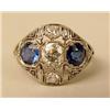 Image 2 : AN 18K WHITE GOLD DIAMOND AND SAPPHIRE 