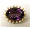 Image 1 : A 14K YELLOW GOLD AMETHYST AND PEARL OV